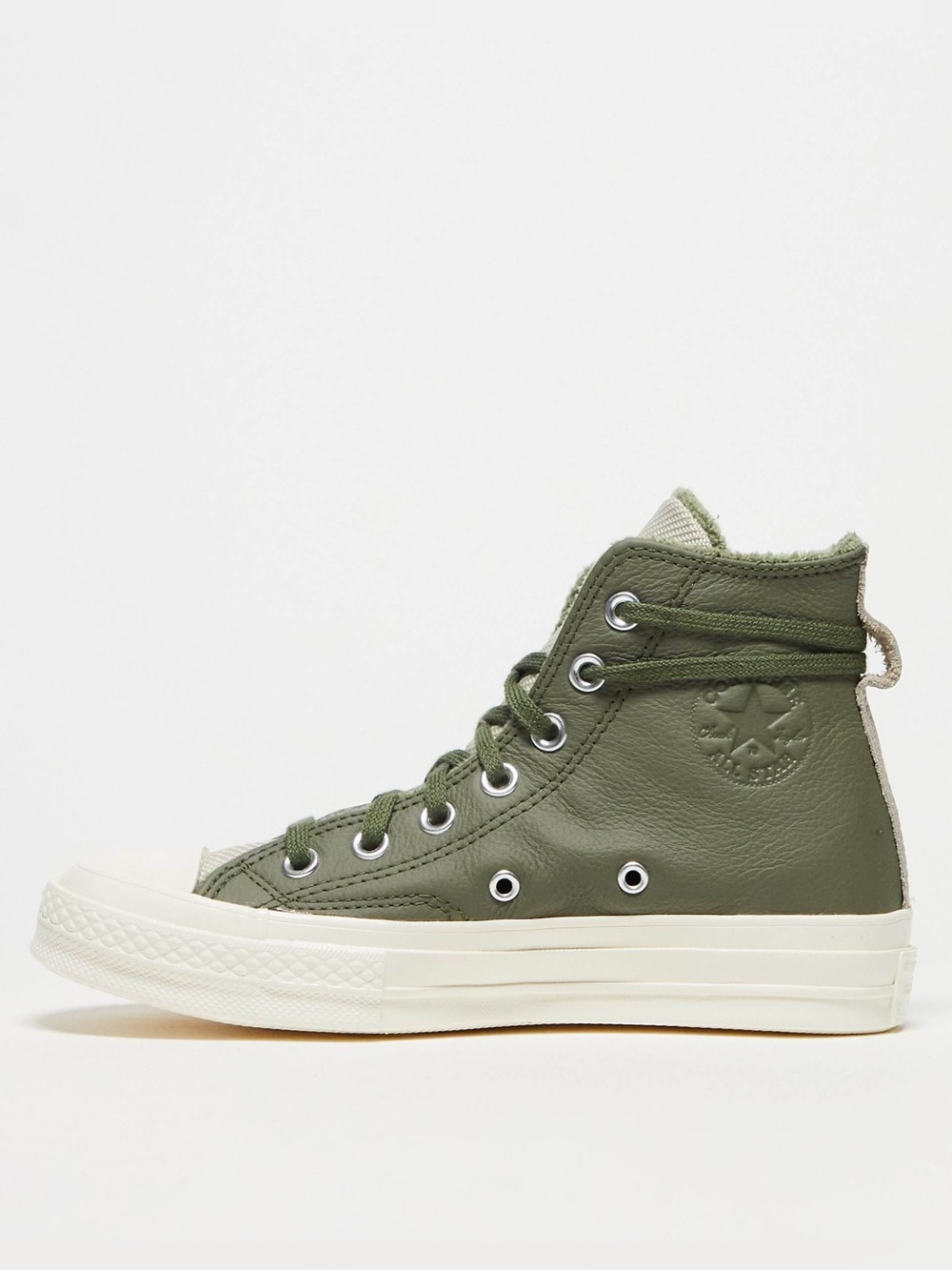 ❤️ Converse - Unisex Chuck 70 Hi leather trainer with faux fur lining in utility